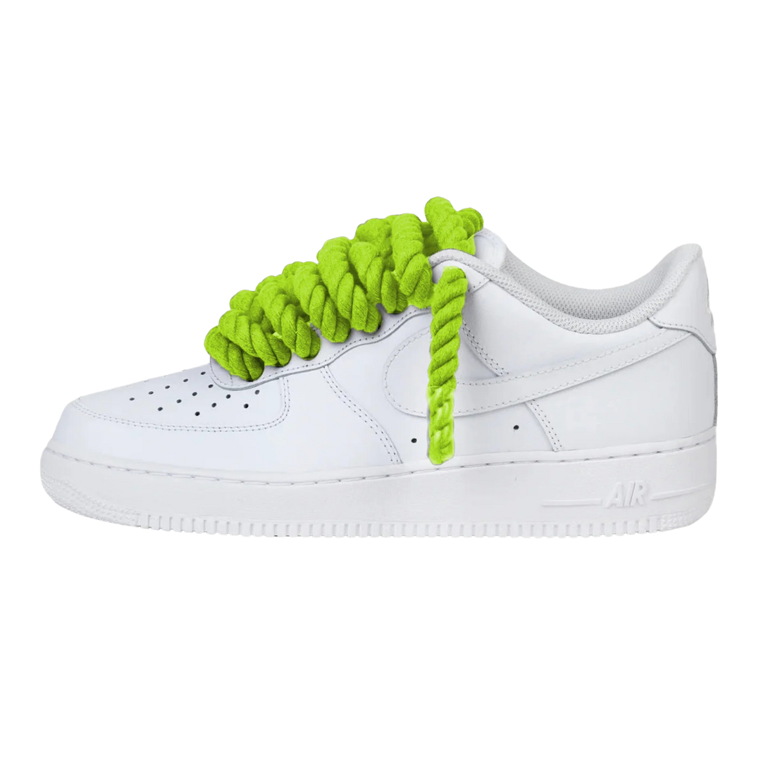 Nike Air Force 1 Low Rope Laces Lime Green Custom