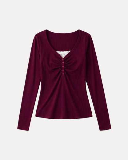 Ruched Henley Top