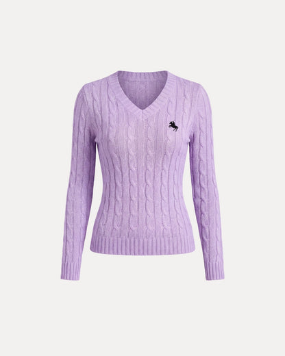 Cable Knit V-Neck Sweater