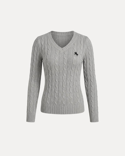 Cable Knit V-Neck Sweater