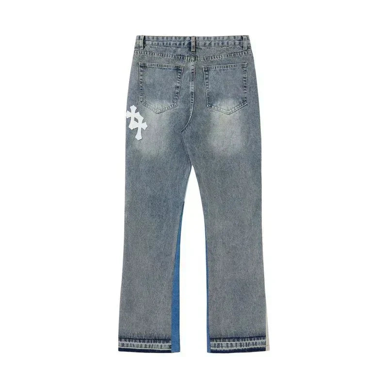 Cross Patch Flared Jeans