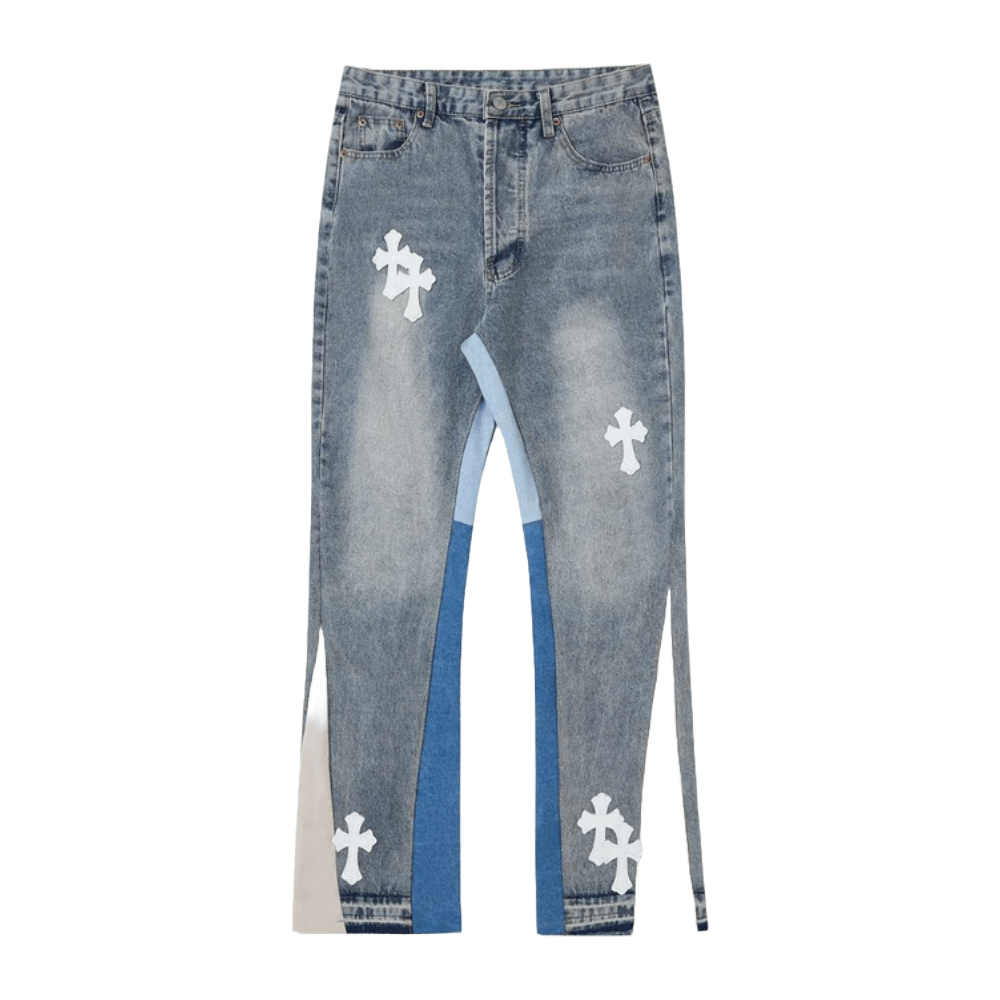 Cross Patch Flared Jeans